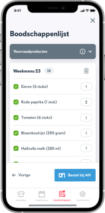 Mobiel scherm boodschappenlijst